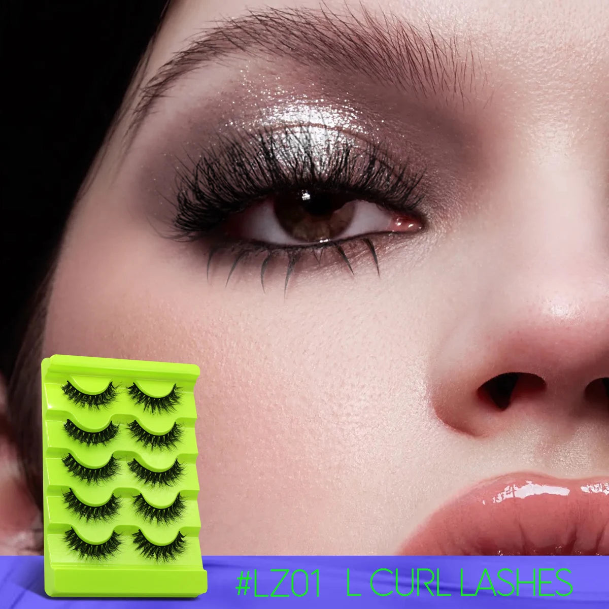 5 Pairs L Curl Lashes Faux Mink Lashes 3D Mink Eyelashes Reusable Fluffy Eyelash Extension