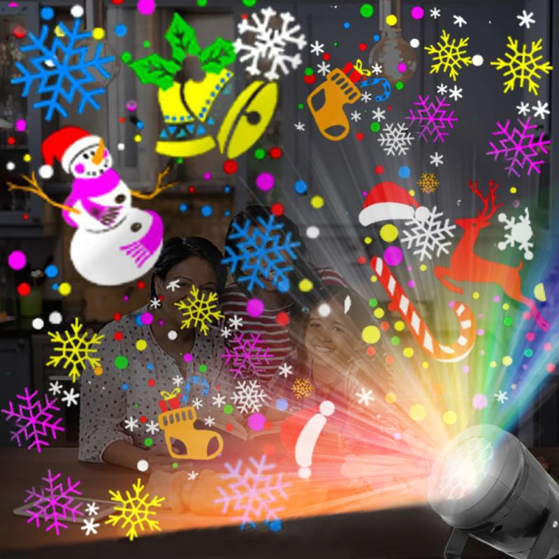 Christmas Window Projector LED Snowflake Snow Elk Laser Projector 16 Patterns Projection Lamp Xmas Party Home Door Decor