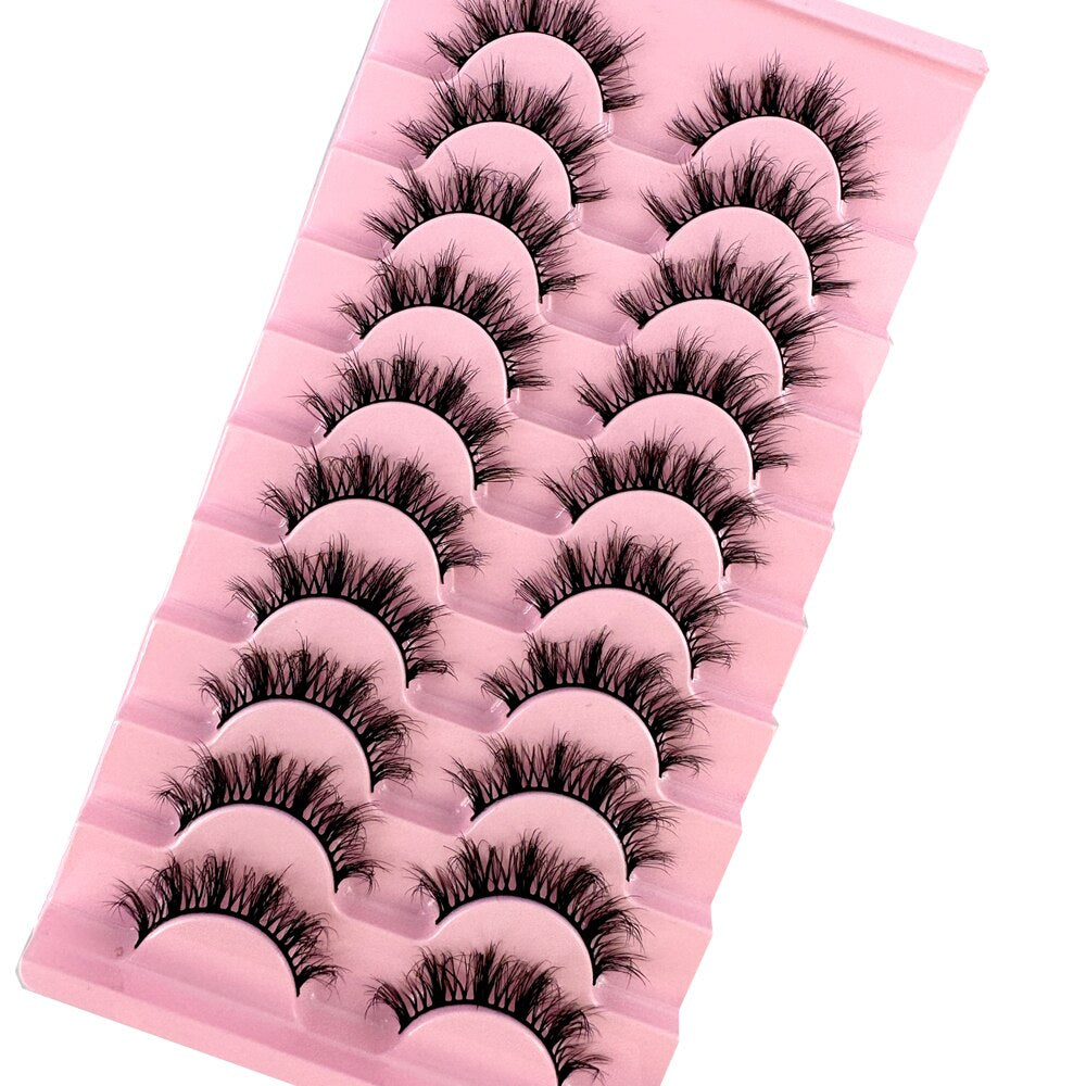 10 pairs 3D Faux Mink Lashes Wispy Natural False Eyelashes Dramatic Volume Lashes Eyelash Extension