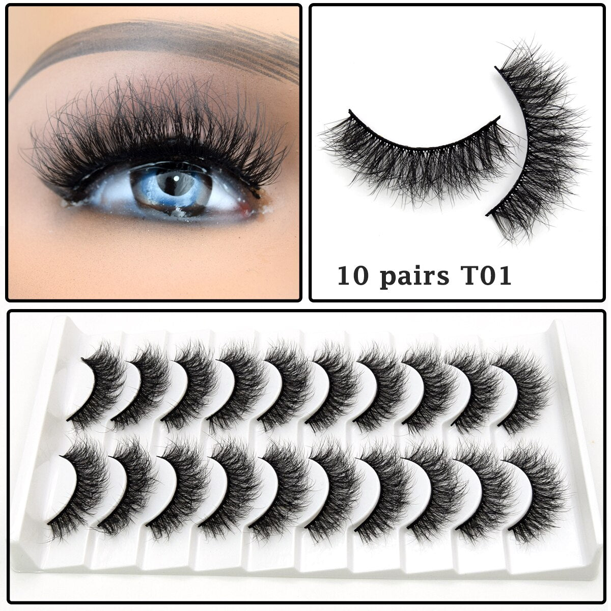 Lashes 3/5/10 pairs 3D Faux Mink Lashes Wispy Natural False Eyelashes Dramatic Volume Lashes Eyelash Extension