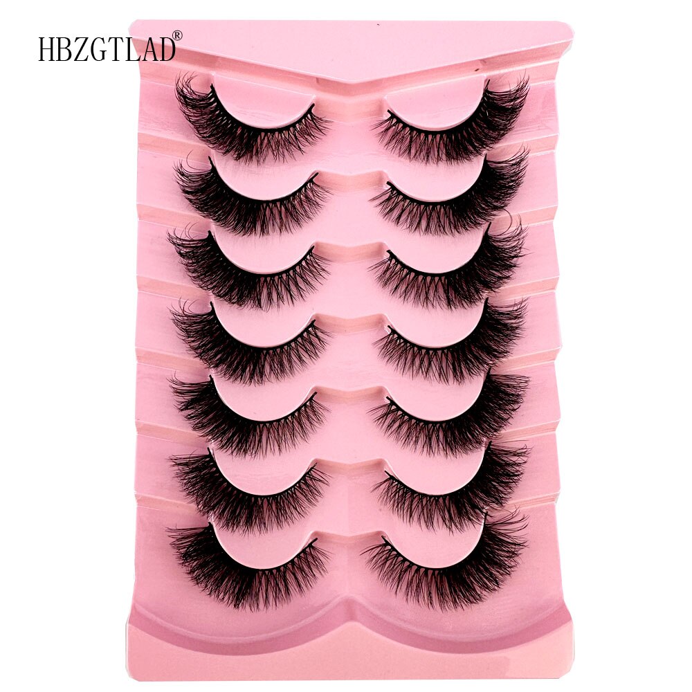 Cat Eye Fluffy lashes Faux Mink Eyelashes Long 7 Pairs Fluffy Mink Lashes Dramatic Volume lashes Extension