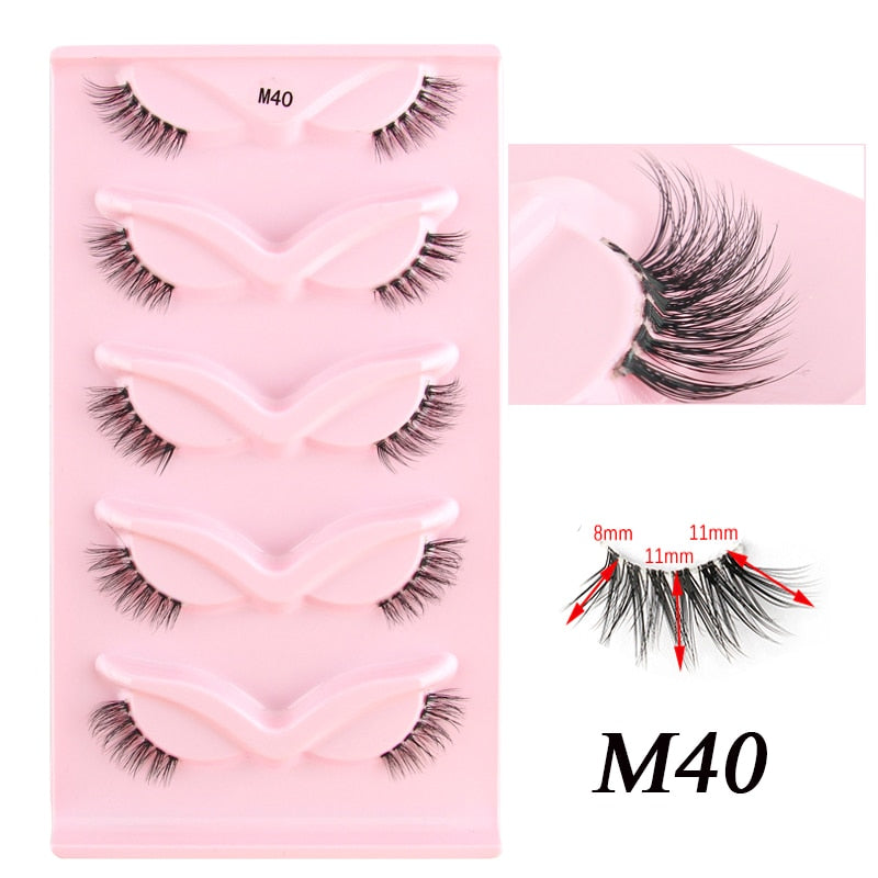 3/5 Pairs Half Lashes Cat Eye Natura Long Full Strip Lashes Extension Faux Cils maquillage False Eyelashes