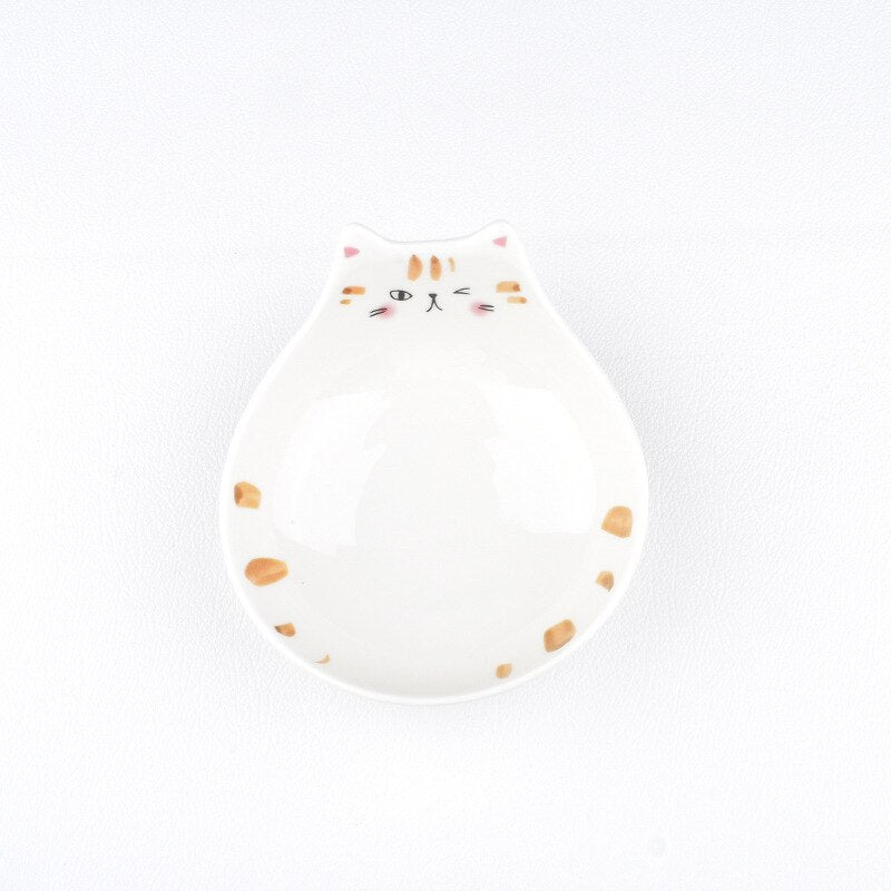 Japanese Cartoon Ceramic Cat Face Salad Bowl Cat Shape Dessert Rice Bowl Children's Tableware Home Kitchen Supplies Dinnerware