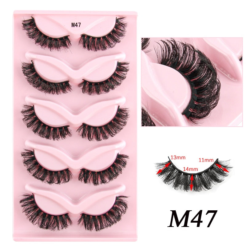 3/5 Pairs Half Lashes Cat Eye Natura Long Full Strip Lashes Extension Faux Cils maquillage False Eyelashes