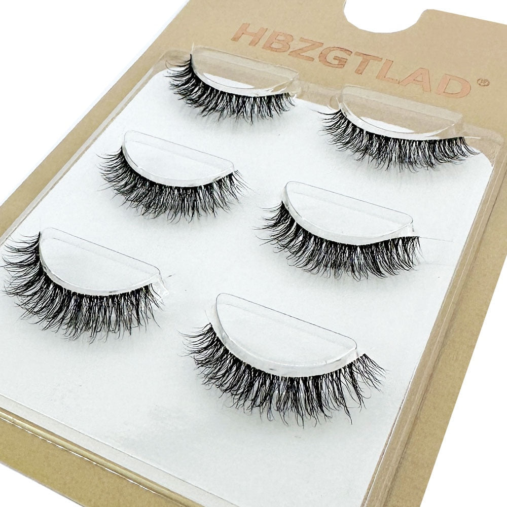 3Pairs 3D mink lashes wispy curly fluffy lashes crisscross mink eyelashes invisible band false lashes Medium volume lashes