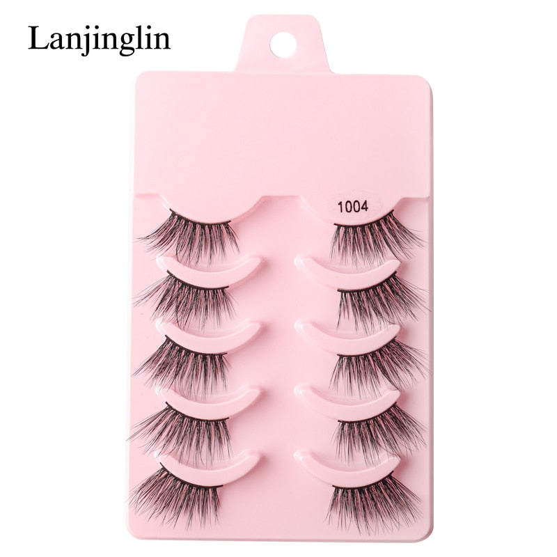 Half Eey Lashes 3/5/10 Pairs Faux Mink Lashes Natural False Eyelashes Wispy Fluffy Eyelash Extension