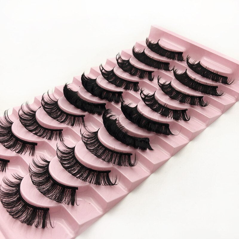 DD curl 10pairs Eyelashes 3D Faux Mink Lashes Volume Handmade False Eyelash Thick Full Strip Cruelty Free EyeLash