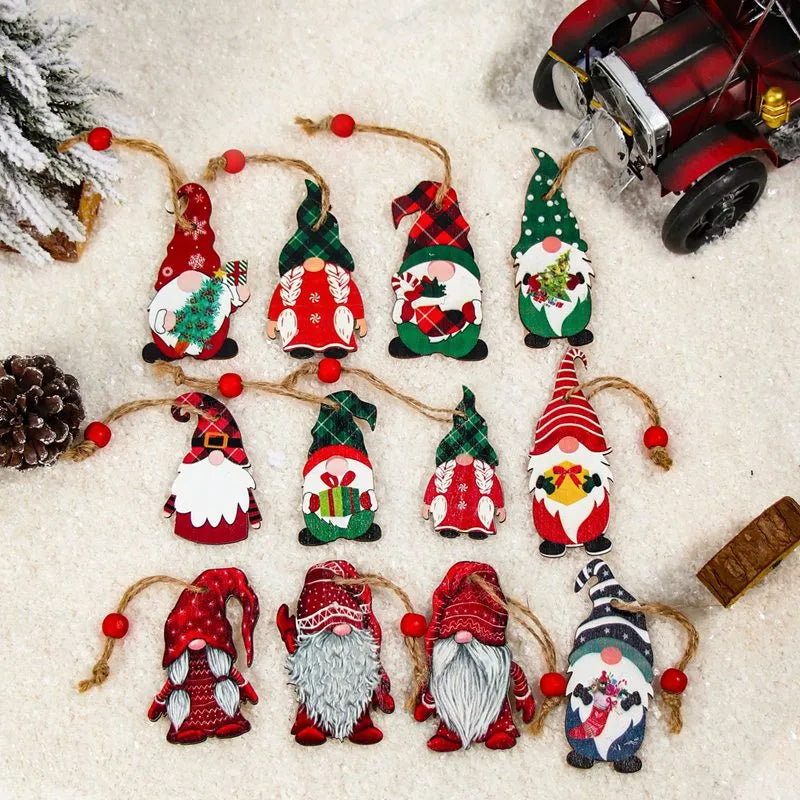 Wooden Christmas Pendant Merry Christmas Decor for Home Navidad Ornaments Christmas Tree Decor Xmas Gifts New Year