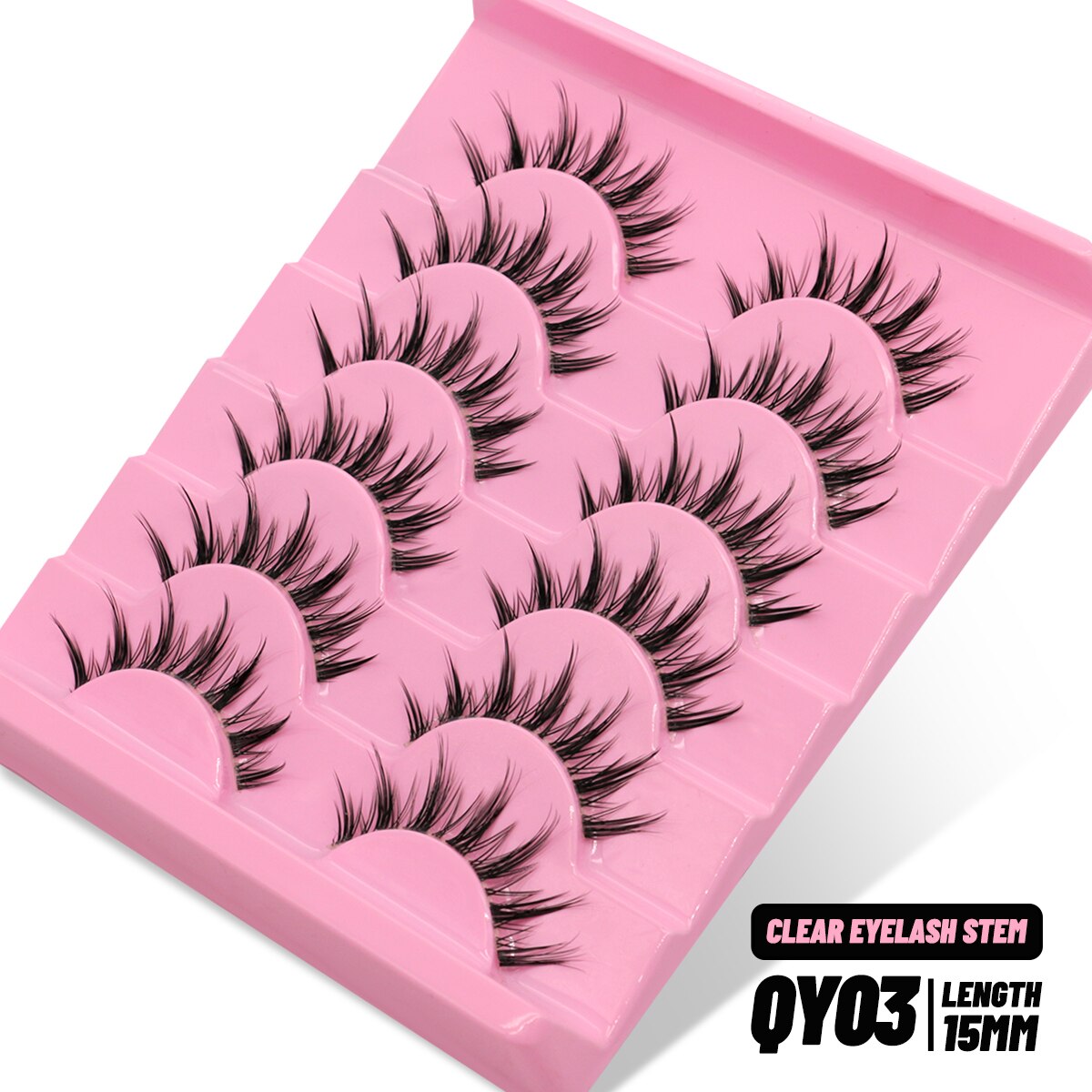 Cat Eye Lashes Invisible Band Natural Eyelashes Winged End Eye Elongated Cross Cluster Fairy 3D Faux Manga Lashes