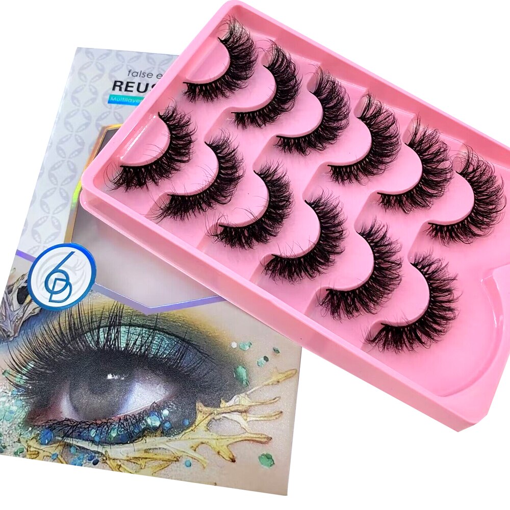 6 Pairs 23mm 3D Mink Lashes Bulk Russian Volume Fluffy Natural False Eyelashes Thick Dramatic Mink Eyelashes