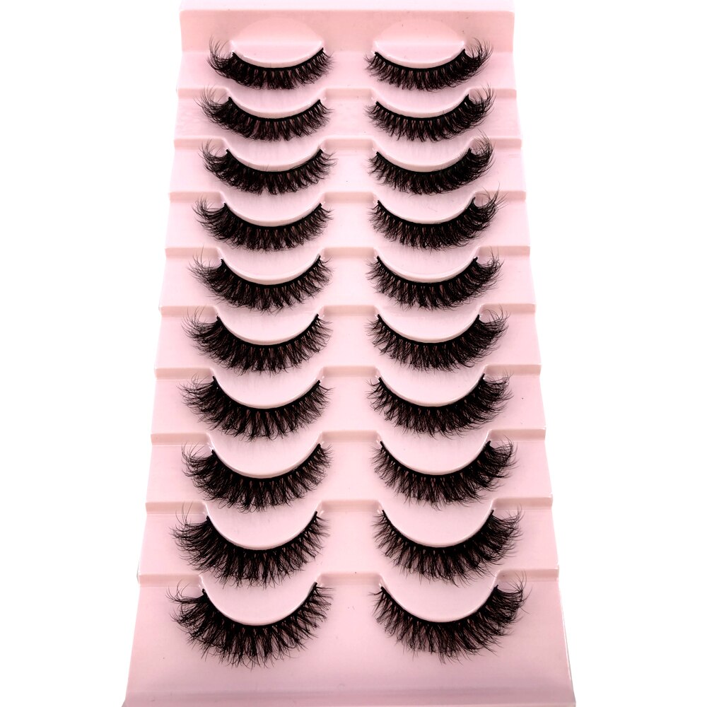 10 Pairs Fake Eyelashes Natural Cils Thick False Eyelashes Cross Eye Lashes Reusable Eyelash
