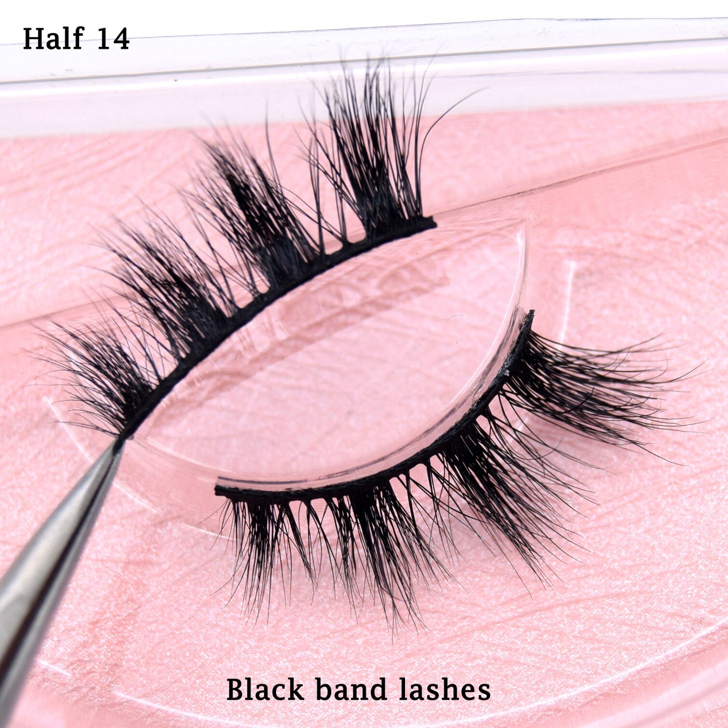 Half Lashes Transparent Stalk Invisible Band Mink Lashes Natual Wispy Half Mink eyelashes Reusable False Eyelashes