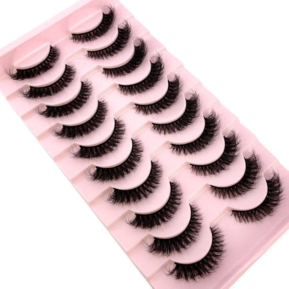 10 Pairs Fake Eyelashes Natural Cils Thick False Eyelashes Cross Eye Lashes Reusable Eyelash