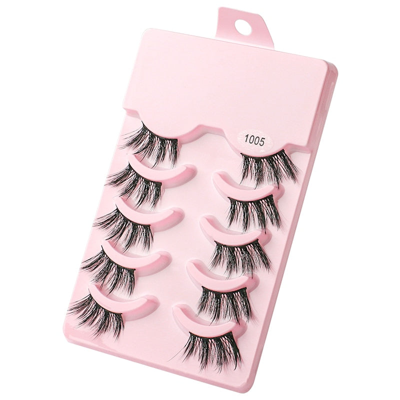 Manga Lashes 3/5/10 Pairs Eyelashes 3D Mink Lashes Korean Natural Cils Strip Lashes Band Soft Cosplay False Eyelashes
