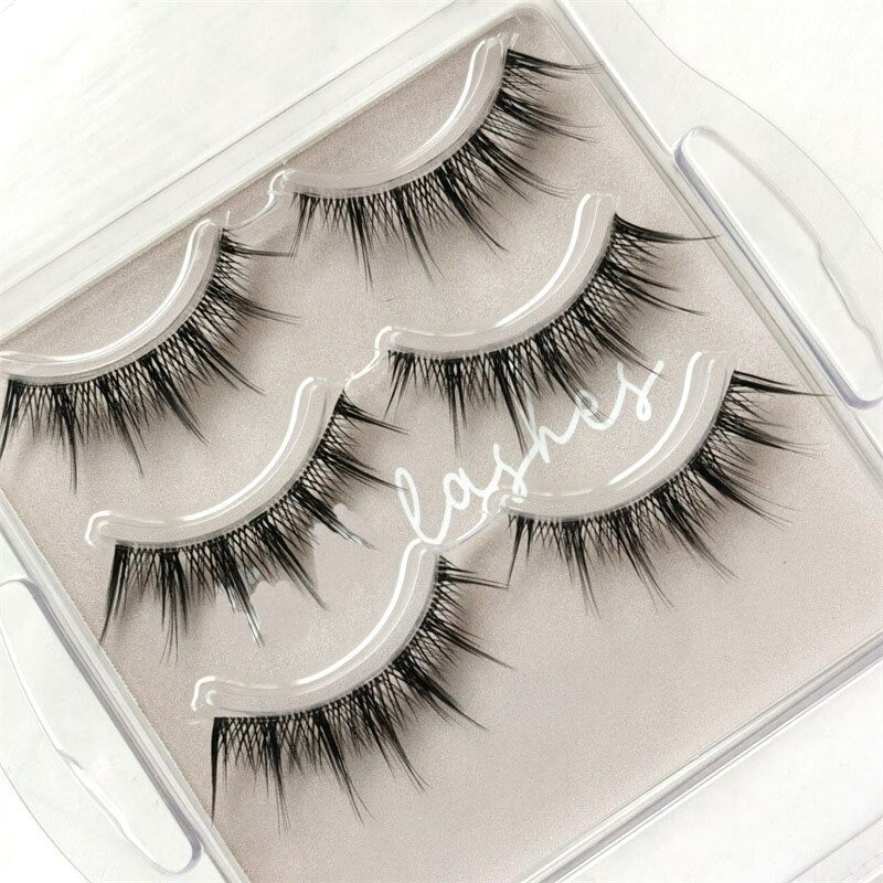 3Pairs Half Eey Lashes 3D Natural Lashes Natural False Eyelashes Wispy Fluffy Eyelash Extension