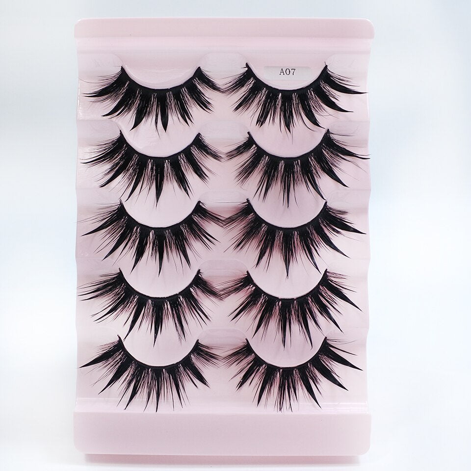 Eyelashes 5 Pairs Soft Natural Mink Lashes Manga Lashes