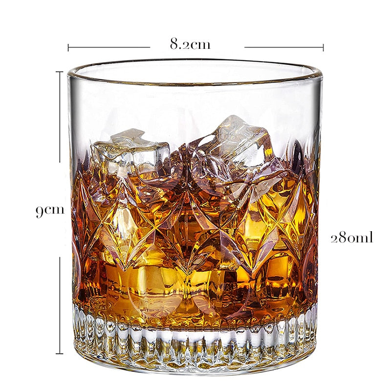 1PCS Whiskey Glass Old Fashioned Rocks Glasses Tumblers Glassware for Cocktail Scotch Bourbon Gin Vodka Brandy