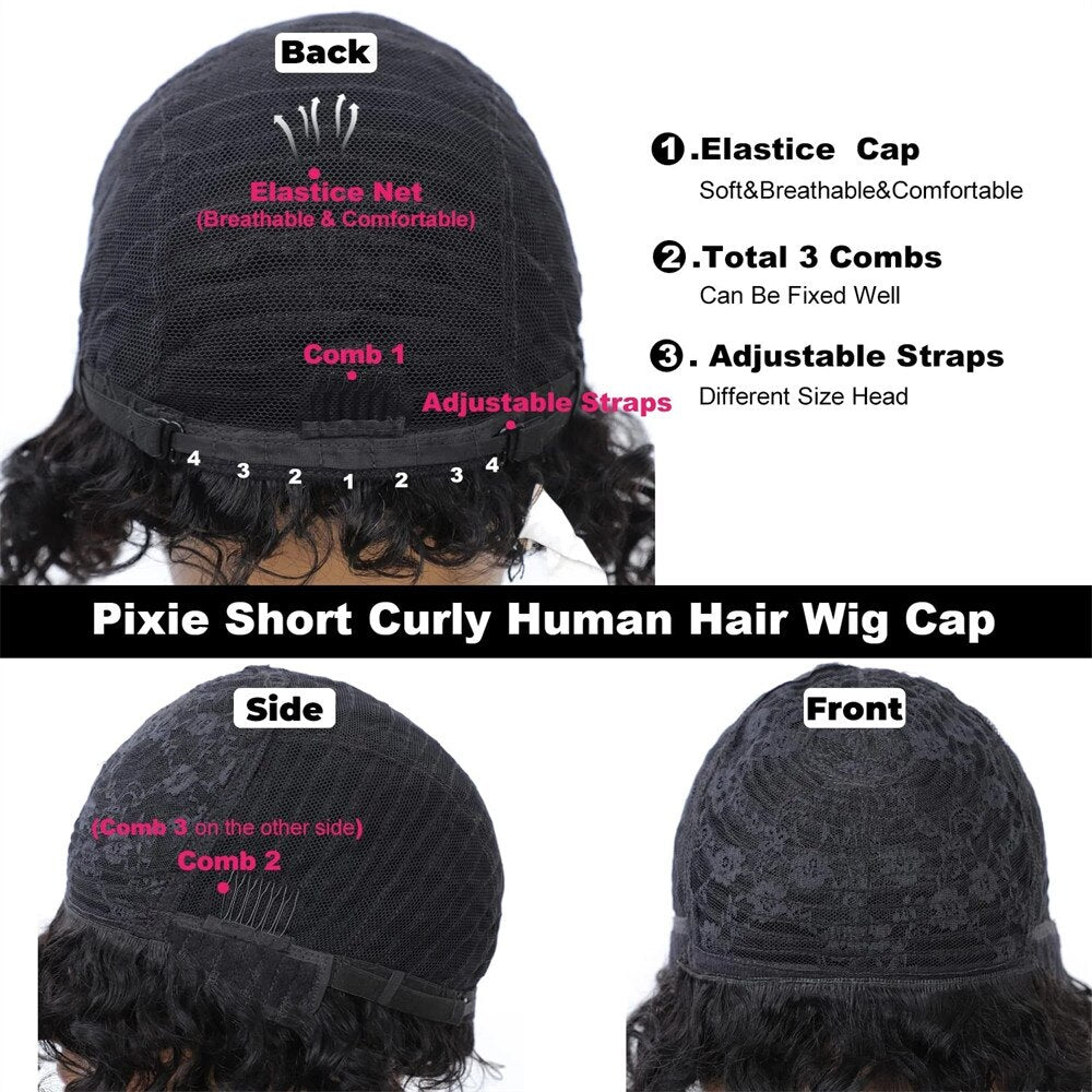 Afro Rose Curly Funmi Wigs with Bang Short Bouncy Curly Bob Wig With Bang Rose Curly Machine Made Human Hair Wig For Black Women
