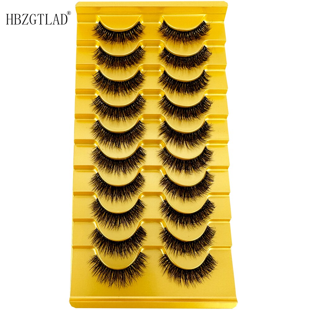 Manga Lashes 10 Pairs 3D Clear Band Lashes Natural Look Wispy Mink Eyelashes short Fluffy Cat Eye Lashes Pack Fake Eyelashes