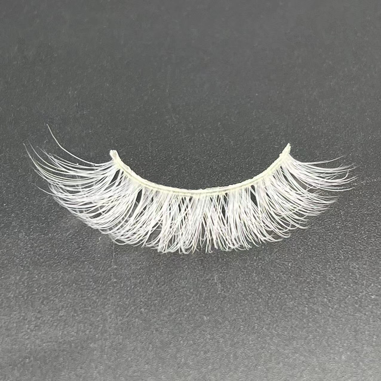15mm Cosplay White False Eyelashes Reusable False Lashes for Halloween Cosplay Party