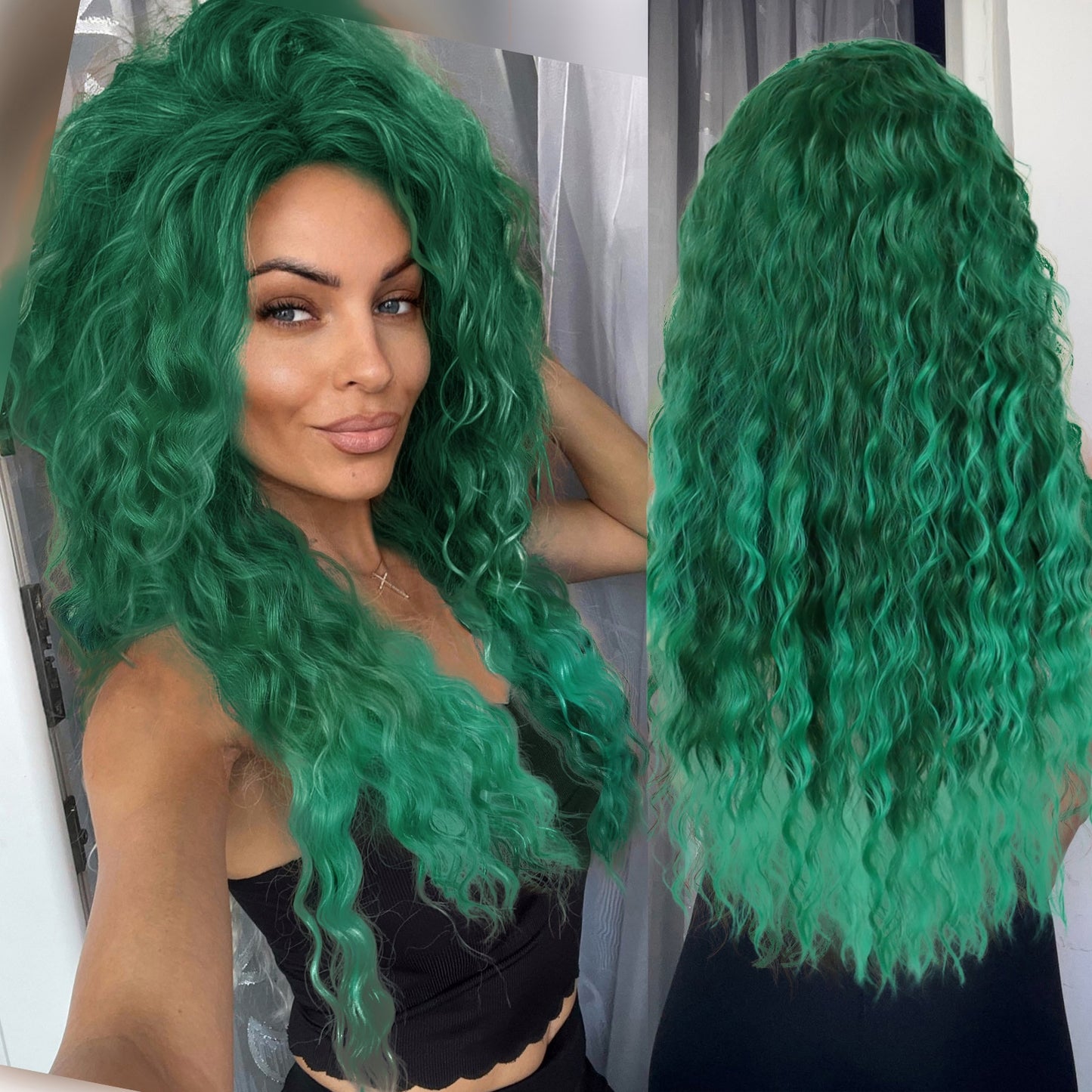 Ash Blonde Wig Synthetic Long Curly Hair Wigs for Women Fluffy Ombre Hairstyle Wave Wig Costume Carnival Party Regular Curly Wig