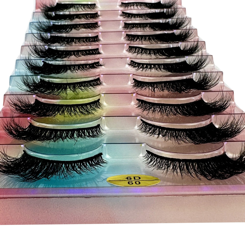 10 Pairs 3d False Eyelashes Cat Eye Wispy end eye elongated Thick Mink Lashes 5D Fluffy Natural Long Short Fake Lashes