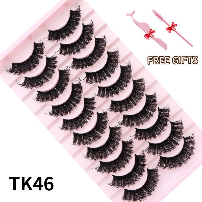 3D Mink Eyelashes Russian False Eyelashes DD Curl 10-23mm Reusable Fluffy False Eyelashes Extensions Mink Lashes