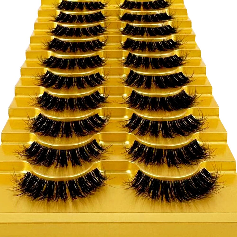 Manga Lashes 10 Pairs cosplay 3D Faux Mink Lashes Natural short Full Strip Lashes Clear Band Natural Eyelashes Extension