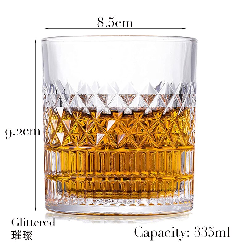1PCS Whiskey Glass Old Fashioned Rocks Glasses Tumblers Glassware for Cocktail Scotch Bourbon Gin Vodka Brandy