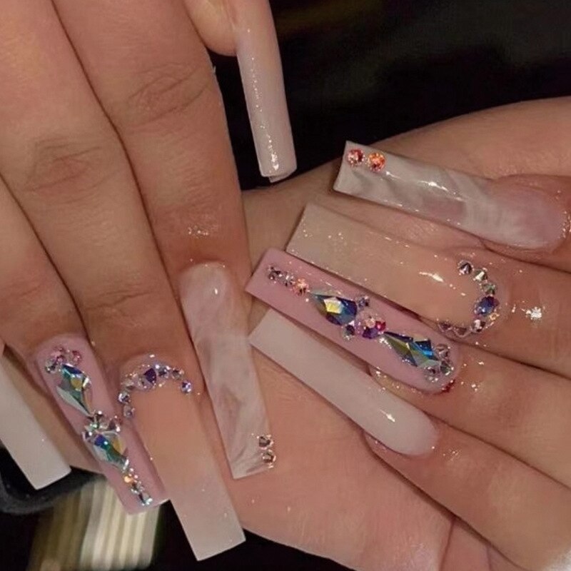 Christmas Press on Nails Press on Nails Box Stick on Nails with Design Acrylic Nails Fake Nails with Glue Long Press on Nails
