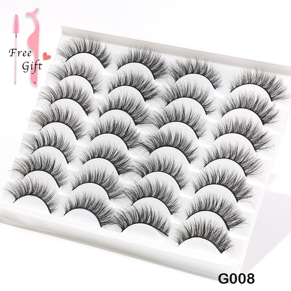 5/10/14Pairs Natural False Eyelashes Dramatic 3D Mink Lashes HandMade Fake Eyelash Extension Reusable Makeup Tool