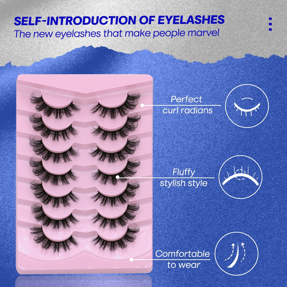 5/7 pairs 3D Mink Lashes Faux Mink Fluffy Lash Winged End Eye Elongated Fake Lashes Soft Eyelashes