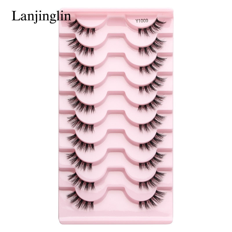 Half Eey Lashes 3/5/10 Pairs Faux Mink Lashes Natural False Eyelashes Wispy Fluffy Eyelash Extension