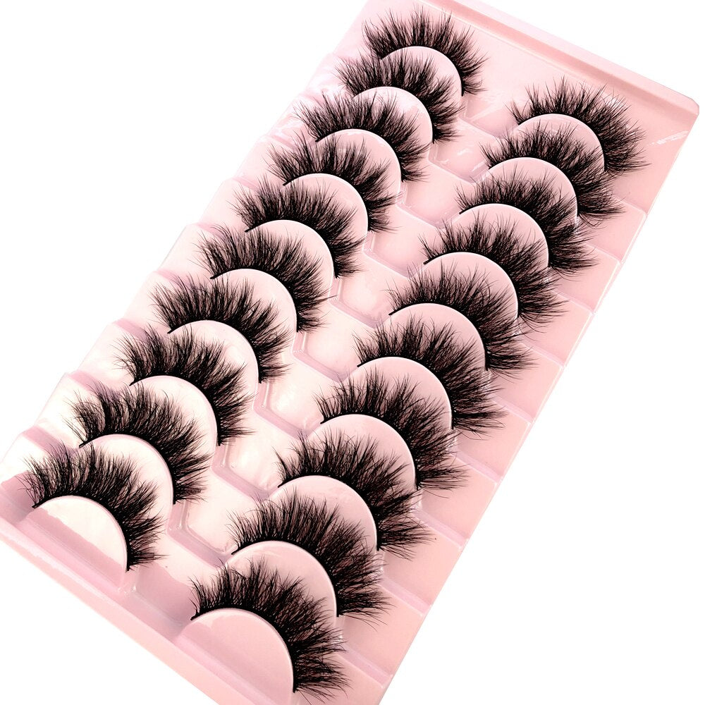 10 pairs Natural Lashes 3D Mink Lashes Faux Mink Fluffy Lash Soft Full Thick Wispy Eyelash Dramatic False Eyelashes