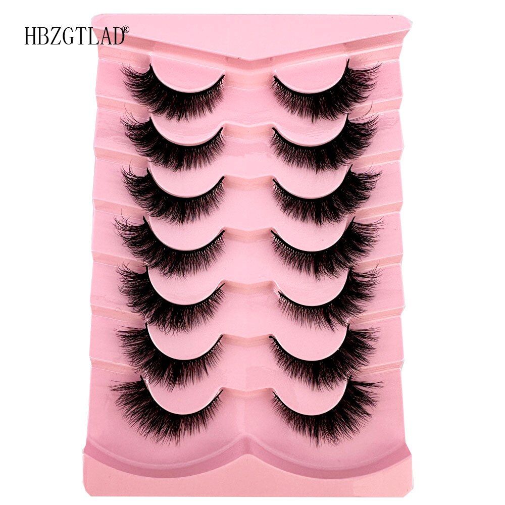 Cat Eye Fluffy lashes Faux Mink Eyelashes Long 7 Pairs Fluffy Mink Lashes Dramatic Volume lashes Extension