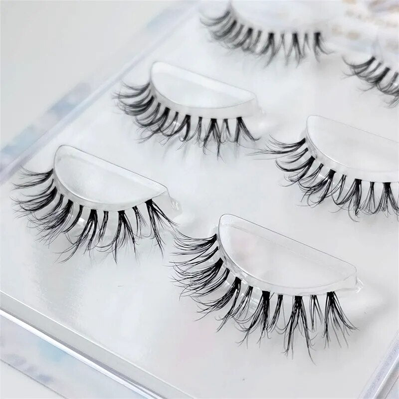 False Eyelashes 3 Pairs Pure Handmade Natural Transparent Terrier Fake Eyelashes Short Paragraph Bare Makeup Eyelashes
