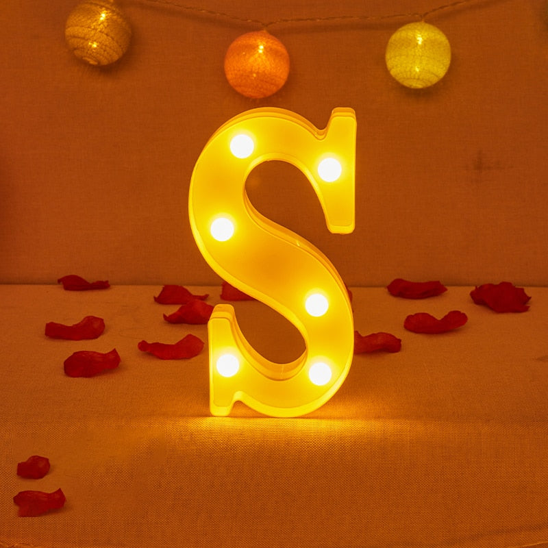 Alphabet Letter LED Lights Luminous Number Lamp Decor Battery Night Light for home Wedding Birthday party Decoration
