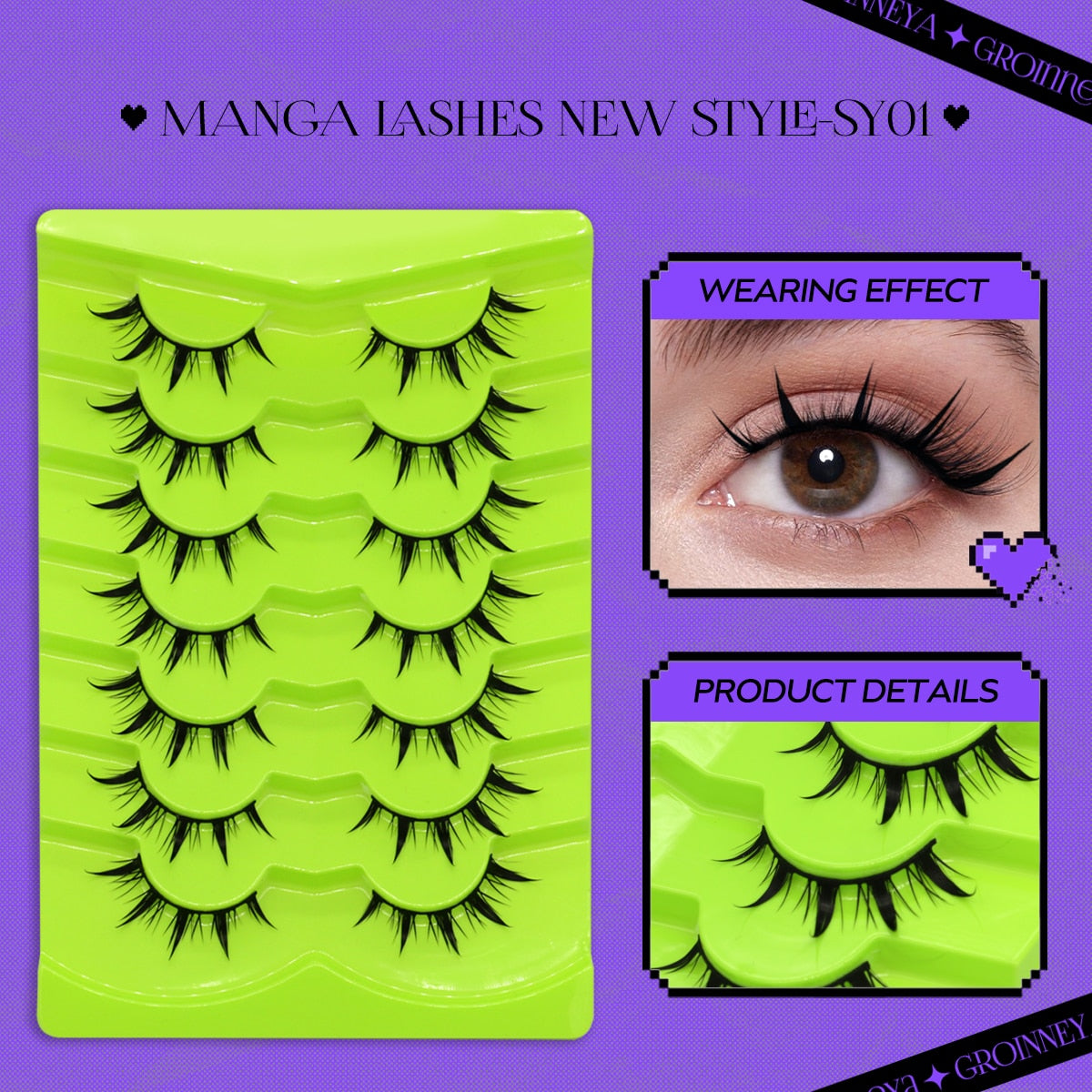 Manga Lashes 5/7 pairs Eyelashes 3D Natural False Lashes Fluffy Soft Cross Wispy Natural Eyelash Extension