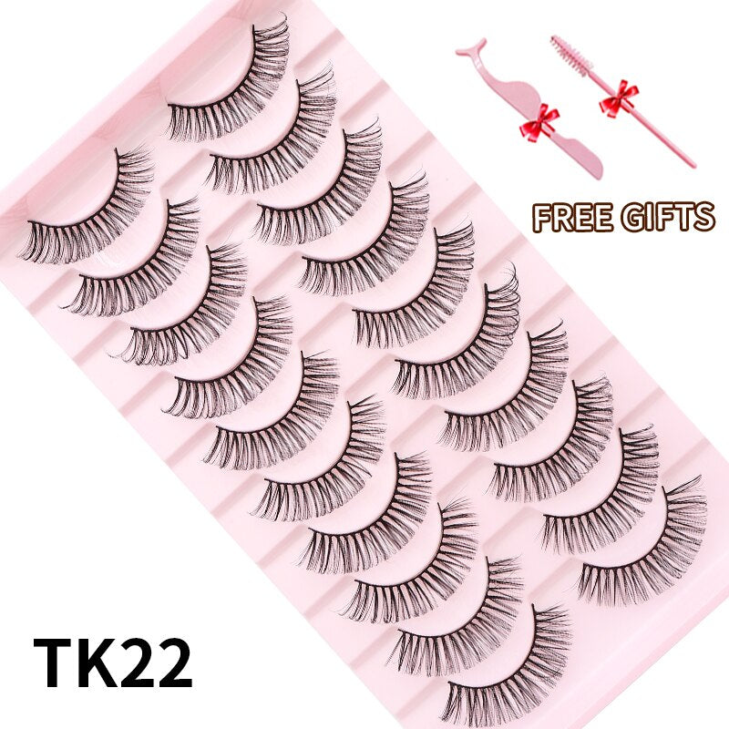 3D Mink Eyelashes Russian False Eyelashes DD Curl 10-23mm Reusable Fluffy False Eyelashes Extensions Mink Lashes