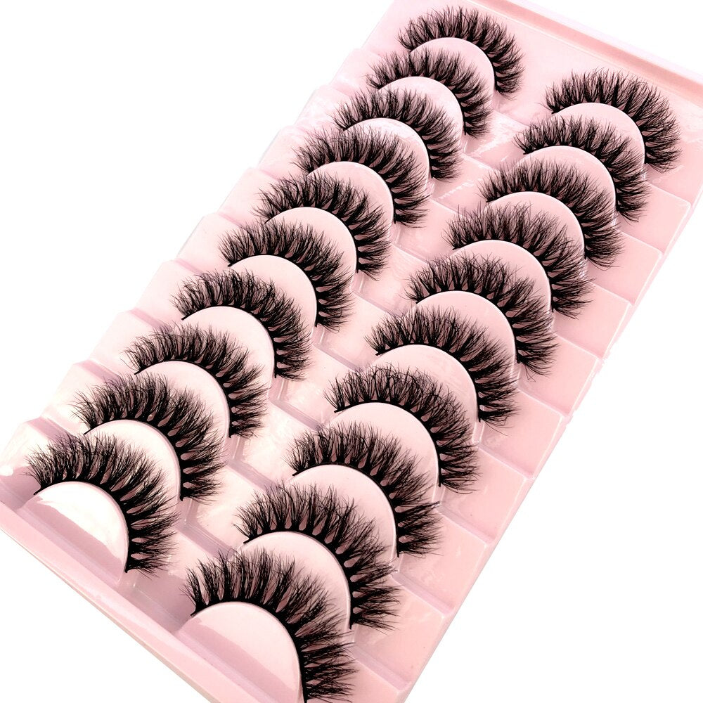 10 pairs Natural Lashes 3D Mink Lashes Faux Mink Fluffy Lash Soft Full Thick Wispy Eyelash Dramatic False Eyelashes