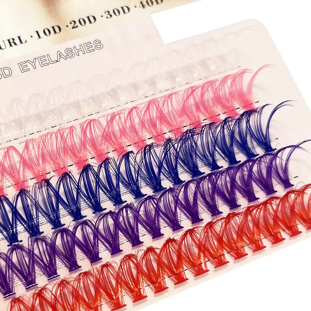 100 Cluster Colored Individual Lashes Professional Makeup Grafting False Eyelashes For Colorful Eyelash Extensions