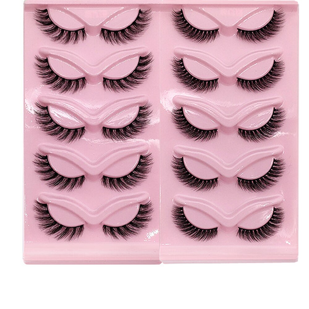 3D Cat Eyelashes 5 Pairs Faux Mink Fox Eyelash Winged Fluffy Fake Lashes Maquiagem Natural Long Faux Cils