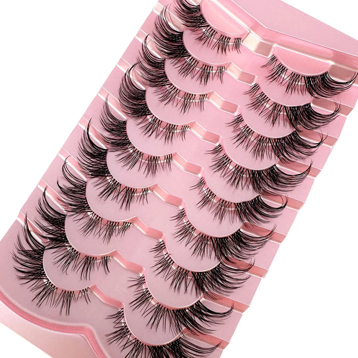 9 Pairs Natural Fox Eye Lashes Small Short Wispy Cat Eye False Lashes Natural Look Clear Band Wispies Faux Mink Eyelashes Pack