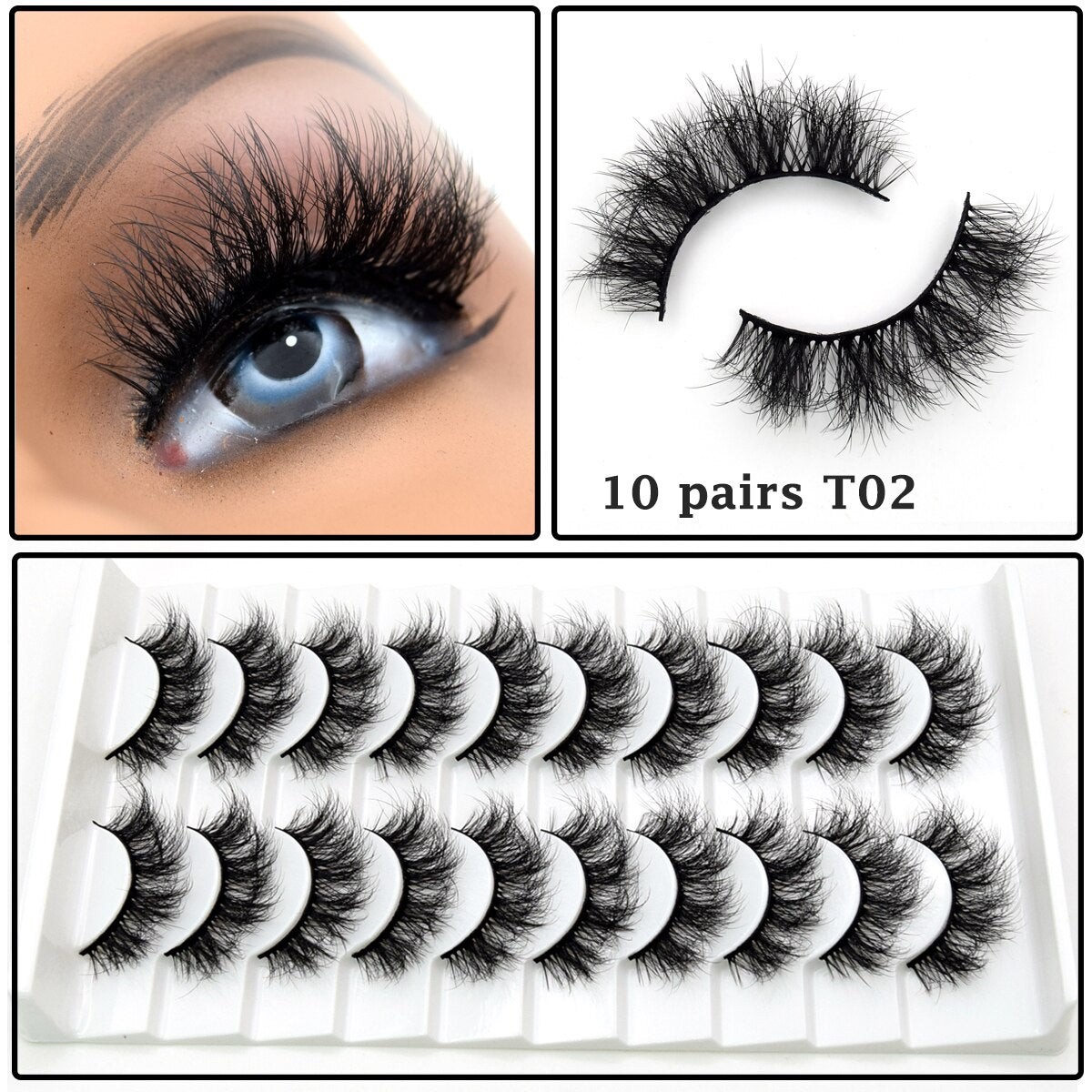 Lashes 3/5/10 pairs 3D Faux Mink Lashes Wispy Natural False Eyelashes Dramatic Volume Lashes Eyelash Extension