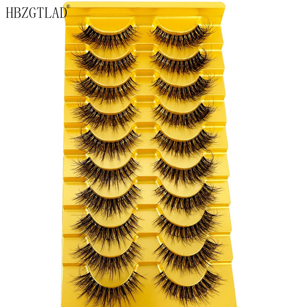 Manga Lashes 10 Pairs 3D Clear Band Lashes Natural Look Wispy Mink Eyelashes short Fluffy Cat Eye Lashes Pack Fake Eyelashes