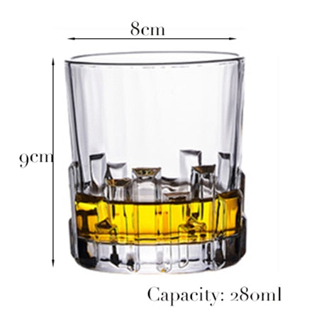 1PCS Whiskey Glass Old Fashioned Rocks Glasses Tumblers Glassware for Cocktail Scotch Bourbon Gin Vodka Brandy