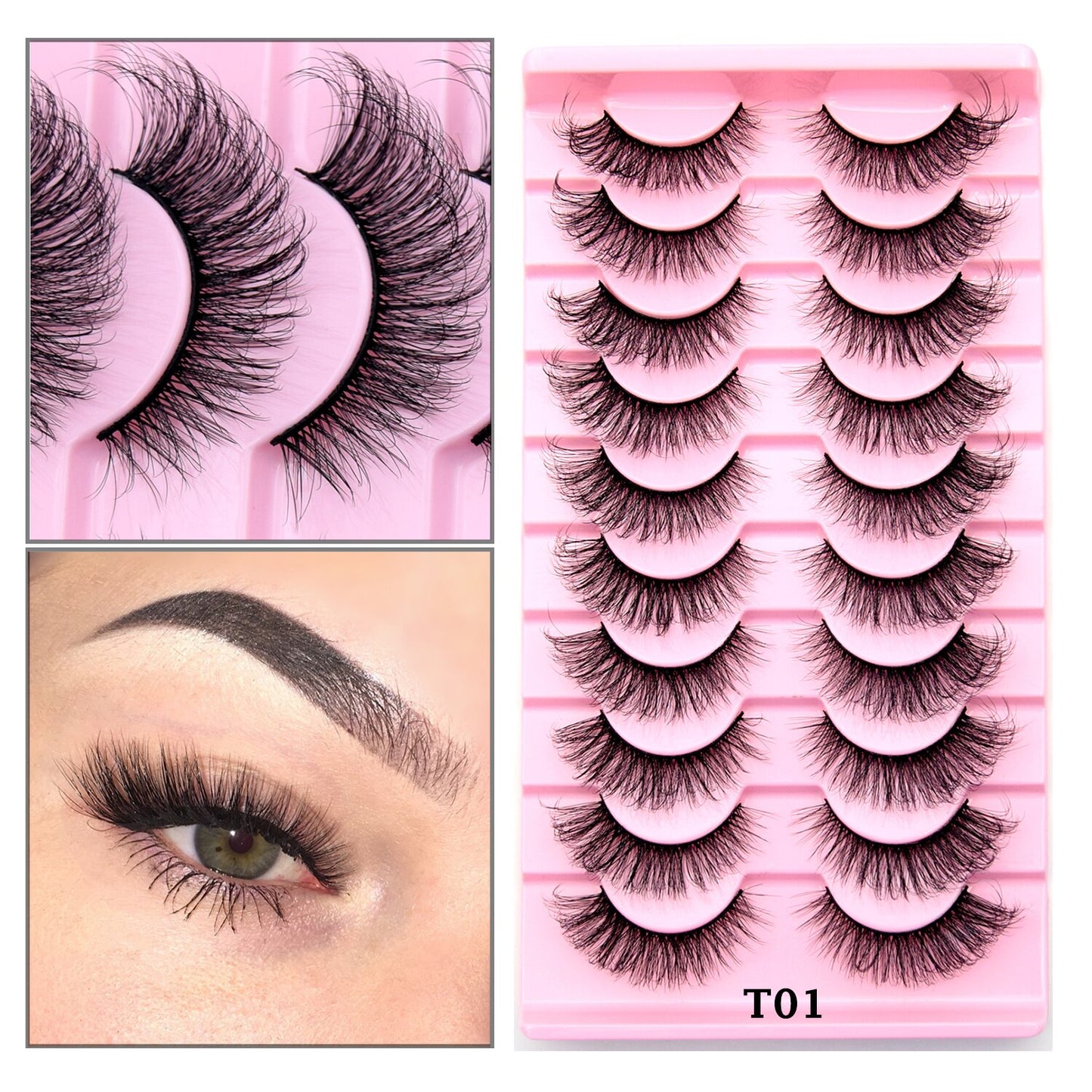 Lashes 3/5/10 pairs 3D Faux Mink Lashes Wispy Natural False Eyelashes Dramatic Volume Lashes Eyelash Extension