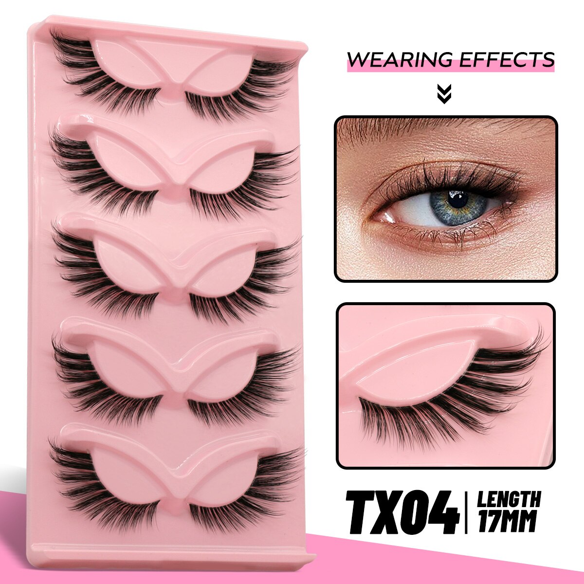 Cat Eye Lashes Invisible Band Natural Eyelashes Winged End Eye Elongated Cross Cluster Fairy 3D Faux Manga Lashes