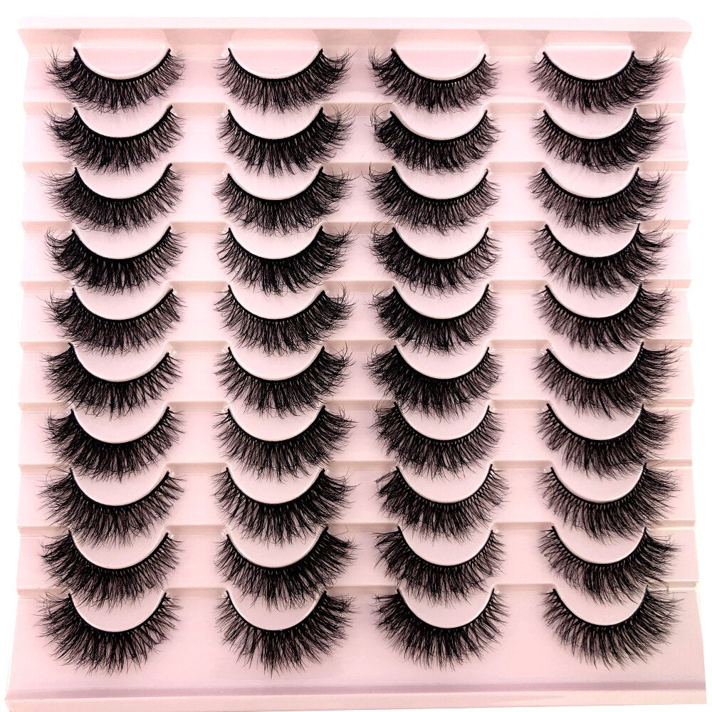 20 pairs 3D Mink Eyelashes Thick Natural False Eyelashes Crisscross Fake Eyelashes