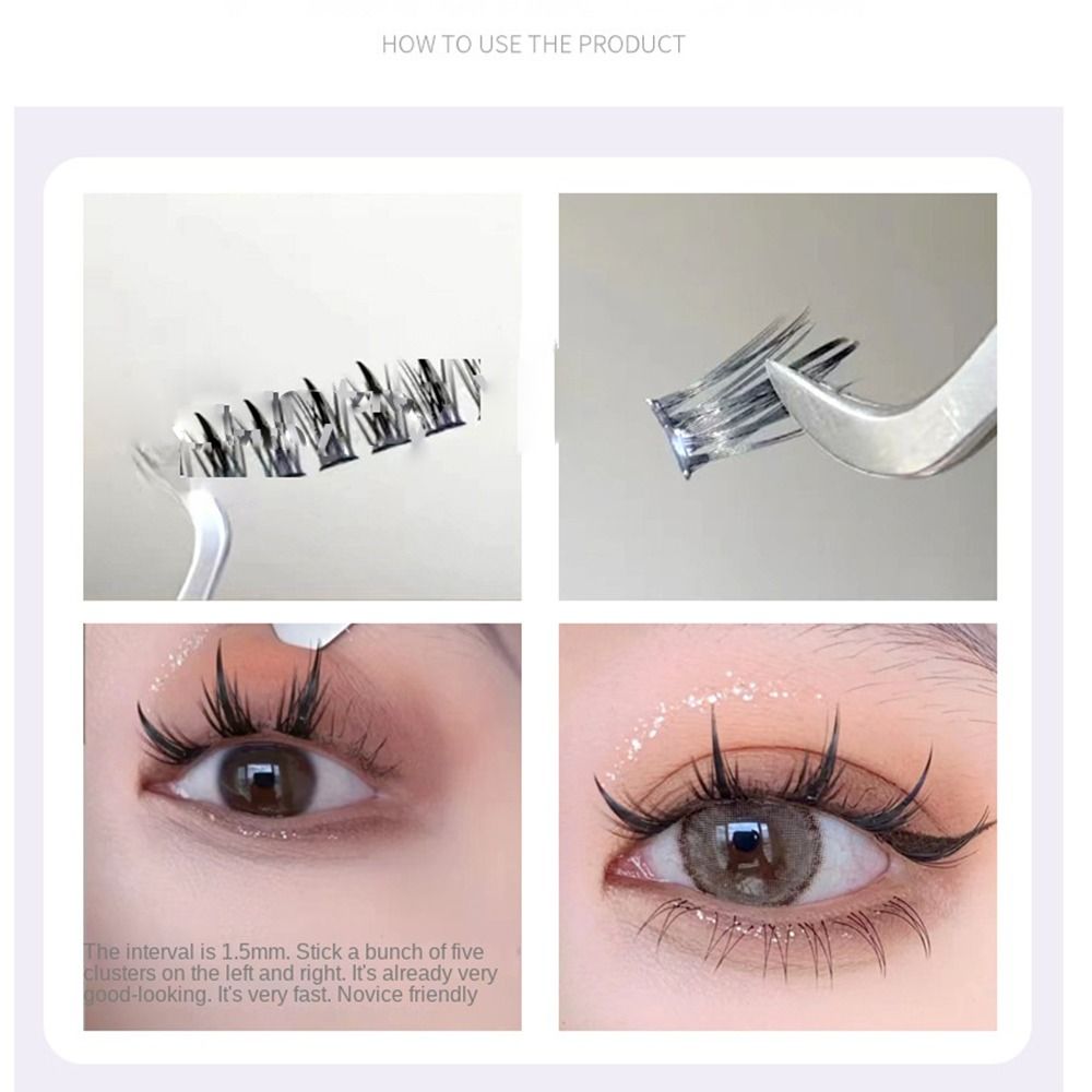 3 Rows Segment Lashes Manga False Eyelashes 3D Cluster Individual Eyelashes Thick Dramatic DIY False Eyelashes